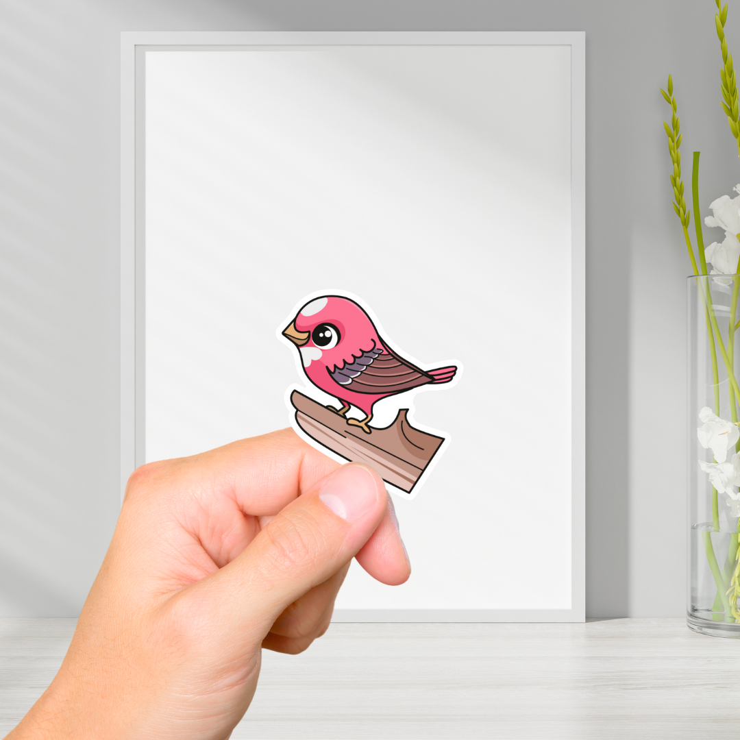 Pink Rosefinch Bird Vinyl Sticker