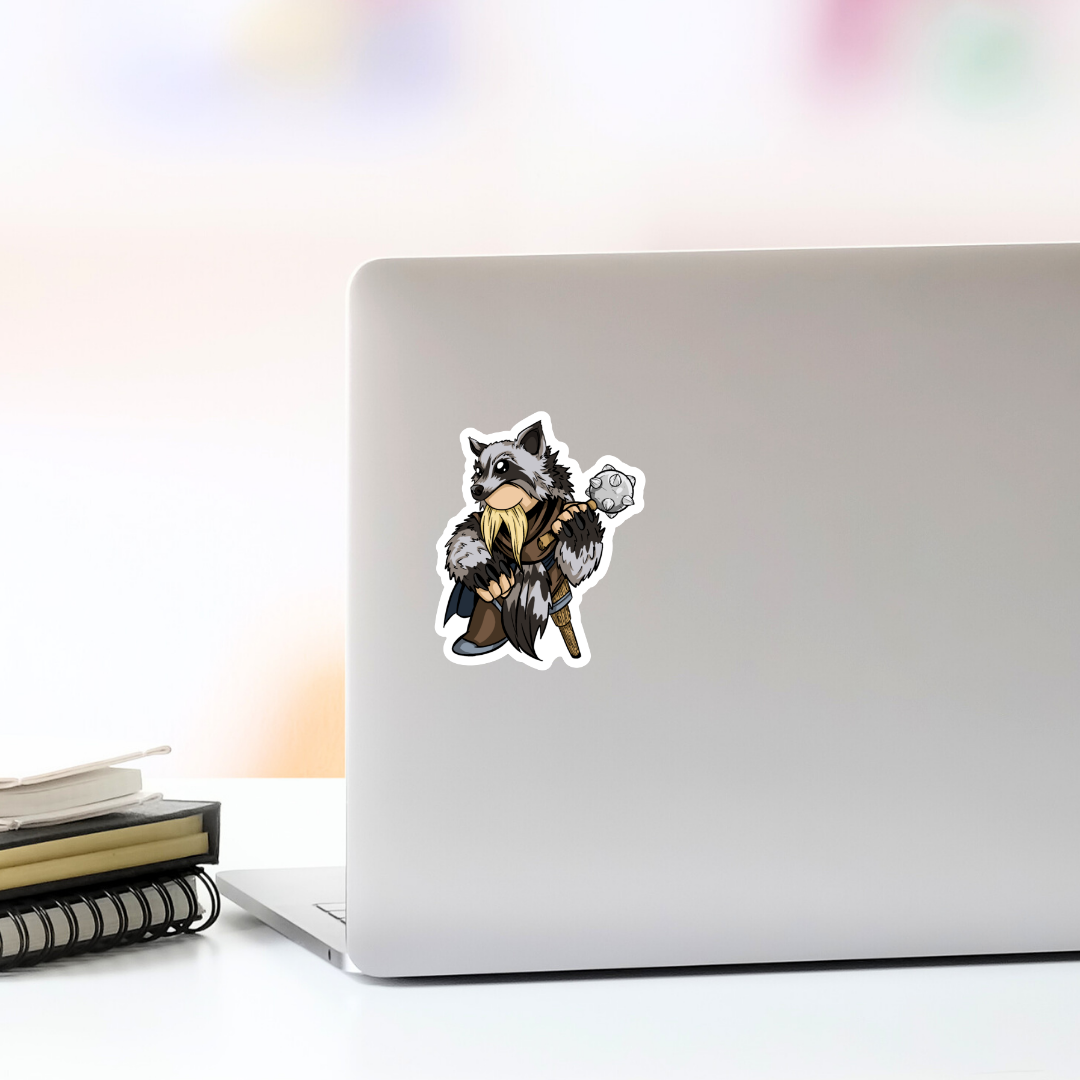 Apocalyptic Warrior Gnome Vinyl Sticker