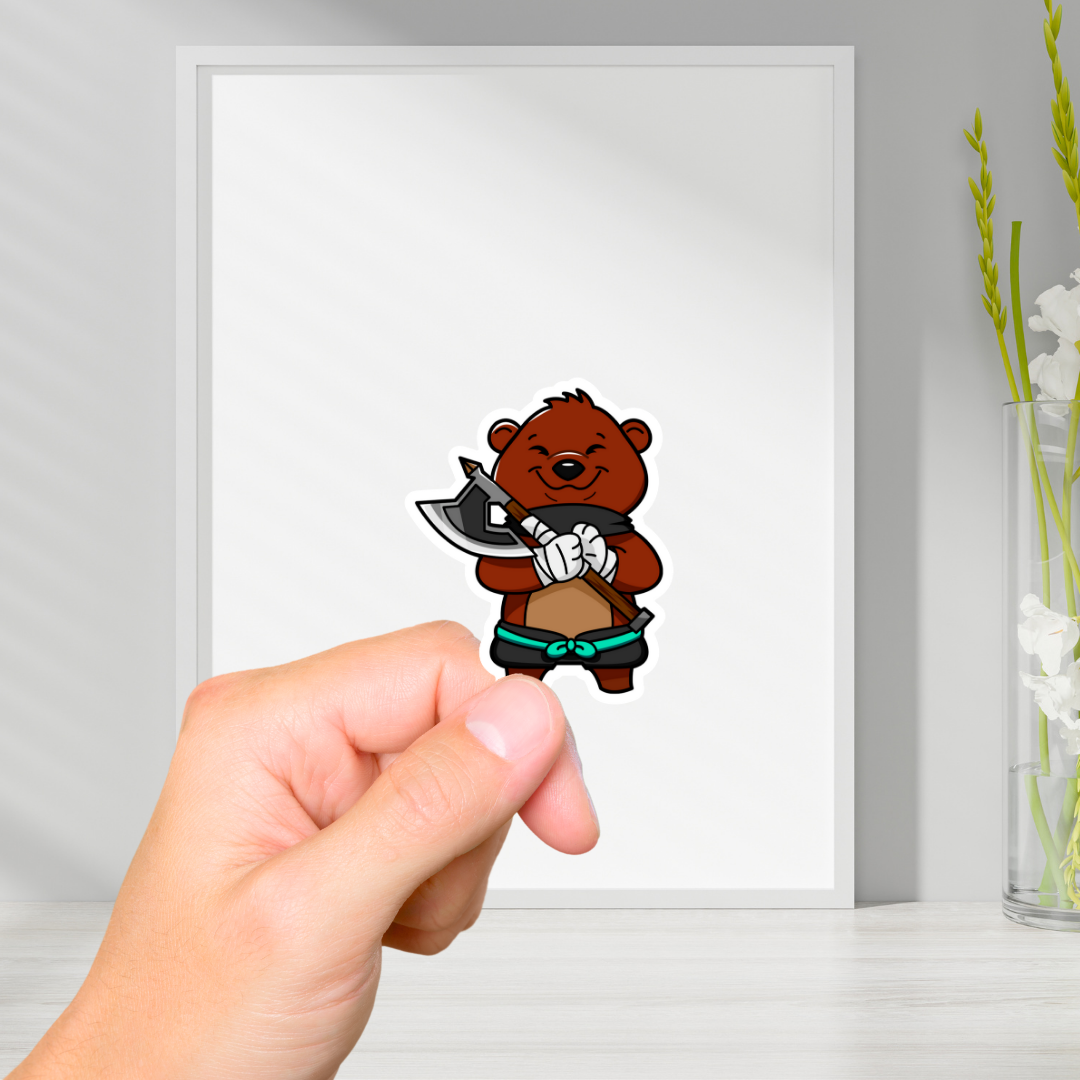 Brown Bear Battle Axe Vinyl Sticker