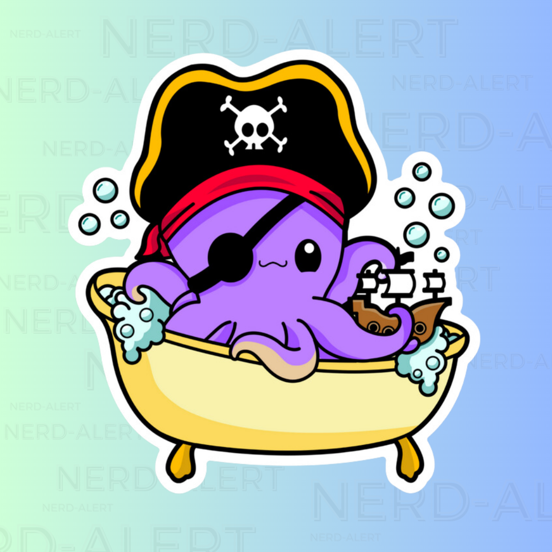 Octopus Bubble Bath Vinyl Sticker 3inch