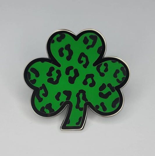 St. Patrick's Day Green Leopard Print Clover Enamel Pin